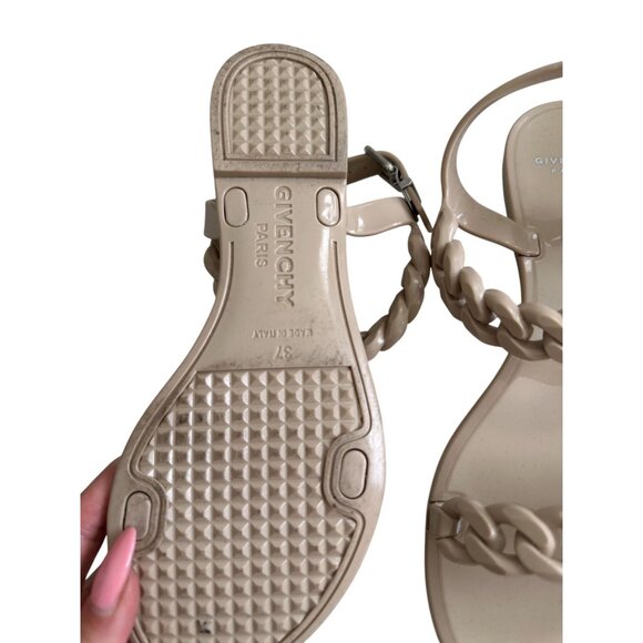 GIVENCHY Beige Nea Jelly Chain Sandals Flats Size 37 / US 7 - Picture 7 of 8